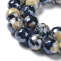 Electroplate Natural Fire Crackle Agate Beads Strands&nbsp;G-G0006-A01-08