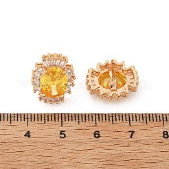 女性用オーバル真鍮マイクロパヴェキュービックジルコニアスタッドピアス  カドミウムフリー＆鉛フリー  長持ちメッキ  ラックめっき  ゴールドカラー  ゴールド  15.5x12.5mm&nbsp;EJEW-G428-27G-01
