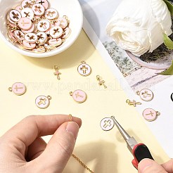 DIYジュエリー作成キット  合金と真鍮のエナメルペンダントを含む  ピンク  11.5~15x6~12x1.5~3mm  穴：1.6~3.4mm&nbsp;DIY-SZ0010-88B