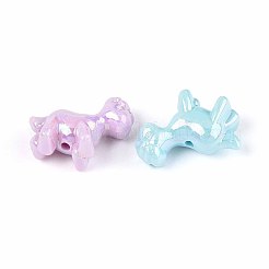 不透明なアクリルビーズ  ABカラーメッキ  馬  ミックスカラー  25x30x14mm  穴：2.7mm  約142個/500g&nbsp;OACR-N150-16