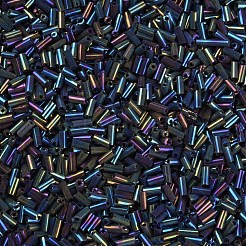 メタリックカラーガラスラッパビーズ  丸い穴  虹メッキ  3~8x2mm  穴：0.7mm  約450g /ポンド&nbsp;SEED-N005-001-D04