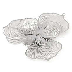 花の真鍮の大きなペンダント  プラチナ  50x50x2mm  穴：0.8mmと1.2mm&nbsp;KK-L219-11P