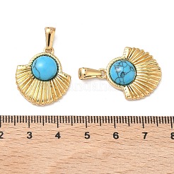 304 Stainless Steel with Synthetic Turquoise Pendants&nbsp;STAS-L309-21G-G