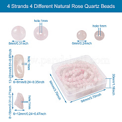 4 Strands 4 Style Natural Rose Quartz Stone Bead Strands&nbsp;G-KS0001-11