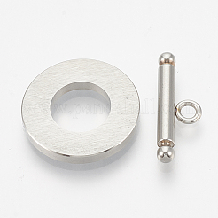 201ステンレススチールトグル留め具  エナメル  リング  ブラック  リング：19.5x2mm  内径：10mm  バー：21x7x3mm  穴：2mm&nbsp;LS-STAS-T037-06A