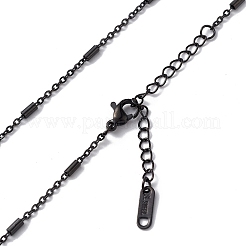 304ステンレススチールコラムリンクチェーンネックレス男性用女性用  ガンメタ色  15.98インチ（40.6cm）&nbsp;NJEW-K245-019C