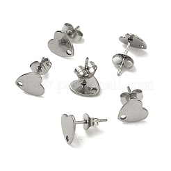 Non-Tarnish 304 Stainless Steel Heart Stud Earring Findings&nbsp;STAS-R063-37