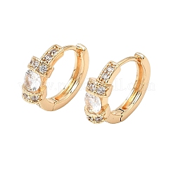 Brass Micro Pave Cubic Zirconia Hoop Earrings&nbsp;KK-CBAD29A-05G