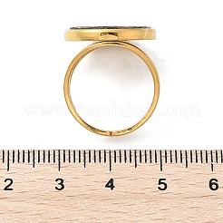 フラットラウンド 304 ステンレススチール パウアシェル カフリング 女性用  イオンプレーティング（ip）  18KGP本金メッキ  18mm  内径: 調節可能&nbsp;RJEW-G346-02G-01