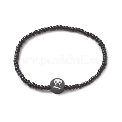 Halloween Theme Glass Seed & Polymer Clay Beaded Stretch Bracelet for Women&nbsp;BJEW-JB09269