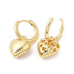 Rack Plating Brass Heart Dangle Hoop Earrings&nbsp;EJEW-R150-06G