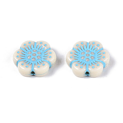 塗装された不透明アクリルビーズ  スモモの花  ライトスカイブルー  12x13x3.8mm  穴：1.2mm  約1219個/500g&nbsp;OACR-T029-02B