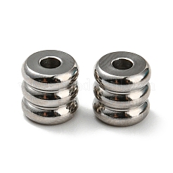 変色しない201ステンレススチールビーズ  スジ入りビーズ  コラム  ステンレス鋼色  6x6mm  穴：2mm&nbsp;STAS-H180-06P