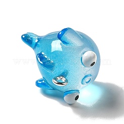 マリンシリーズ 透明レジンペンダント  魚のチャーム  プラチナメッキ鉄パーツ  ディープスカイブルー  18.5x19x22.5mm  穴：2mm&nbsp;RESI-E031-02P-11