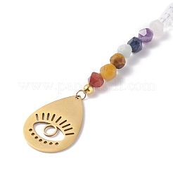201 & 304 Stainless Steel Chakra Theme Teardrop & Eye Pendant Decorates&nbsp;PALLOY-JF01199-04