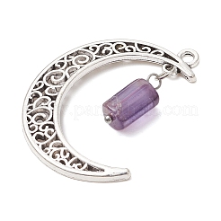 4Pcs 4 Styles Natural Apatite & Amethyst & Aquamarine & Canadian Jade Faceted Column Pendants&nbsp;PALLOY-JF02970