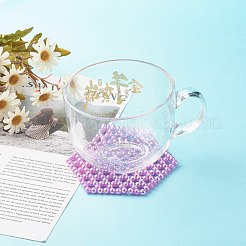 プラスチックビーズカップマット  六角  ミックスカラー  113x100x6mm&nbsp;AJEW-CM00002