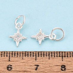 スターリングシルバーのパヴェクリアキュービックジルコニアスターチャーム925個  銀  10x7~7.5x1.5mm  丸カン：5x0.5ミリ  内径：4mm&nbsp;STER-T009-15S