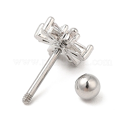 Brass Micro Pave Clear Cubic Zirconia Stud Earrings&nbsp;EJEW-L265-08P