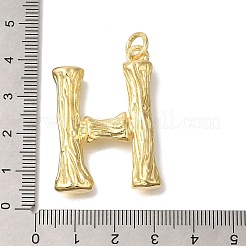 ラックメッキ真鍮チャーム  長持ちメッキ  カドミウムフリー＆鉛フリー  18KGP本金メッキ  丸カン付き  文字h  38x27x6.5mm  穴：5mm&nbsp;KK-I721-01G-H