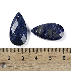 天然石ラピスラズリペンダント  多面カット  ティアドロップ  25x13x6mm  穴：1mm&nbsp;G-C140-05G