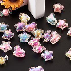 アクリルビーズ  二層ビーズ  星/キャンディ/ハート  ミックスカラー  12x22x12mm  穴：3mm  92個/箱&nbsp;OACR-TA0001-08