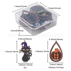15Pcs 15 Styles Halloween Theme Single Face Printed Aspen Wood Big Pendants&nbsp;WOOD-YW0001-09
