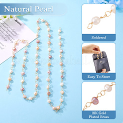 Handmade Cultured Freshwater Pearl Beaded Chains&nbsp;AJEW-TA0001-94