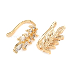 Leaf Brass Micro Pave Clear Cubic Zirconia Cuff Earrings&nbsp;EJEW-F384-20G