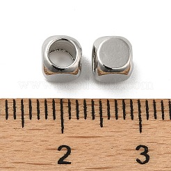 真鍮製スペーサービーズ  キューブ  プラチナメッキ  5x5x5mm  穴：3.5mm&nbsp;KK-P249-01E-P