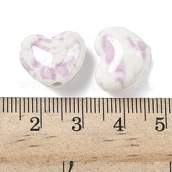 釉薬をかけた磁器ビーズ  光沢のあるセラミックビーズ  ハート  プラム  14x16x10mm  穴：2mm&nbsp;PORC-K003-04A