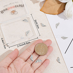 10個真鍮製マイクロパヴェクリアキュービックジルコニアチャーム  ウイング  プラチナ  14x6x2mm  穴：1.2mm&nbsp;KK-BBC0026-21