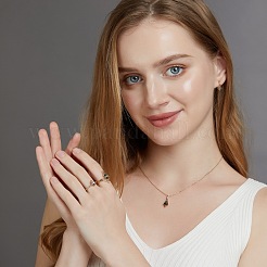 スターリングシルバーの指輪  天然の苔瑪瑙を使用  凧  ゴールドカラー  内径：18.2mm&nbsp;WG5553A-03