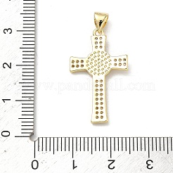 真鍮マイクロパヴェクリアキュービックジルコニアペンダント  クロスチャーム  16KGP本金メッキ  ムーン  27.5x15.5x2.5mm  穴：4.5x3.5mm&nbsp;KK-P350-16G-02