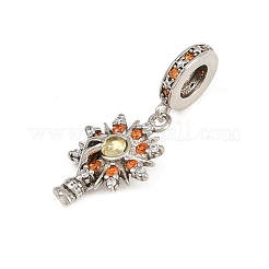 Brass Topaz Rhinestone European Dangle Charms&nbsp;KK-P324-09P