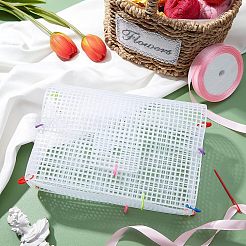 プラスチックメッシュキャンバスシート  刺繍用  アクリル毛糸クラフト  ニットとかぎ針編みのプロジェクト  ホワイト  43.5x30.3x0.17cm  穴：4mm&nbsp;DIY-WH0257-33