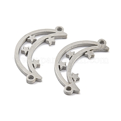 変色しにくい304ステンレススチールコネクタチャーム  スターとムーン  ステンレス鋼色  18.5x9.5x1mm  穴：1mm&nbsp;STAS-P344-09P