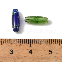 電気メッキされたピカソガラスビーズ  ライス  ミックスカラー  12.5x4.5mm  穴：1mm&nbsp;FIND-E059-05