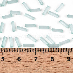 ガラス竹ビーズ  模造キャットアイ  ミディアムアクアマリン  6.5~7x1.5~2mm  穴：0.8~1mm  約1515個/50g&nbsp;X-SEED-N007-28F