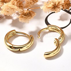 ラックメッキリング真鍮フープピアス女性用  カドミウムフリー＆鉛フリー  長持ちメッキ  18KGP本金メッキ  11~12x3mm&nbsp;LS-EJEW-C125-09G