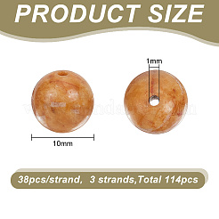 3連売り天然ピカソストーン/ピカソジャスパービーズ連売り  ラウンド  10mm  穴：1mm  約38個/連  14.96インチ（38cm）&nbsp;G-GO0001-19