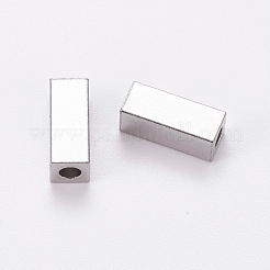 変色しにくい201ステンレススチールビーズ  直方体の  ステンレス鋼色  10x4x4mm  穴：2mm&nbsp;STAS-L224-001A