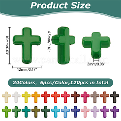 120 個 24 色不透明アクリルビーズ  クロス  ミックスカラー  16x12x4.5mm  5個/カラー&nbsp;SACR-LP0001-01