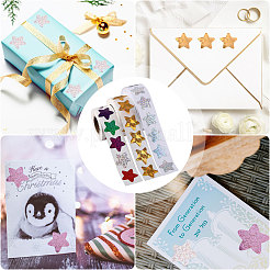 3 Rolls 3 Styles Laser Star Self-Adhesive Gift Tag Glitter Foil Sticker Labels&nbsp;DIY-CA0006-19
