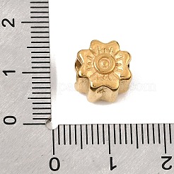 304ステンレススチールヨーロピアンビーズ  大穴ビーズ  花  18KGP本金メッキ  11x8.5mm  穴：4.5mm&nbsp;SA-CBA5CD0-14G