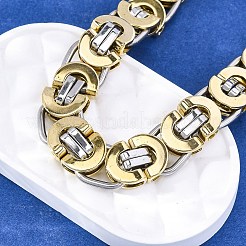 304ステンレススチール製ビザンチンチェーンブレスレット、女性・男性用  イオンプレーティング（ip）  ゴールデン·ステンレス鋼色  8-5/8~9-1/8インチ（22~23.3cm）&nbsp;BJEW-R018-22GP-02