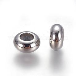304ステンレススチールビーズ  内部のゴムと  スライダービーズ  ロンデル  ステンレス鋼色  6x3mm  穴：3mm  ゴム穴：2mm&nbsp;STAS-L222-41A-P