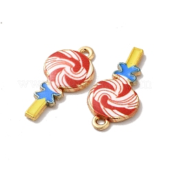 合金エナメルチャーム  ゴールドカラー  ロリポップチャーム  ミックスカラー  24x12x2mm  穴：1.5mm&nbsp;ENAM-D043-10G