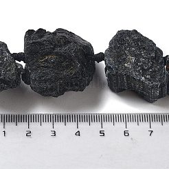 生の粗い天然ブラック トルマリン ビーズ 連売り  ナゲット  19~28x15~26x14~22mm  穴：3.7mm  約16個/連  16.73''（42.5センチメートル）&nbsp;G-J388-A12-01