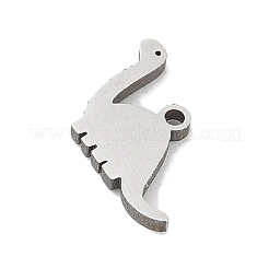 ステンレススチールチャーム201個  レーザー切断  恐竜チャーム  変色防止  ステンレス鋼色  6.5x11x1mm  穴：1mm&nbsp;STAS-S174-17P